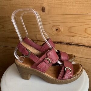 Born Timia Sandals Woman's EU 40.5‎ US 9 Leather Pink Raspberry Slingback Summer